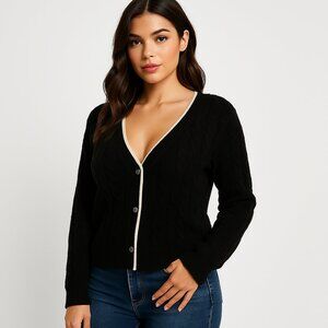 Maple & Cliff (NWT) Women's Black Piped Cardigan - M